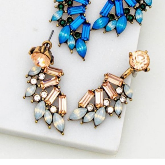 NEW Champagne Opal Glass Stone Detachable Earrings - Picture 4 of 6